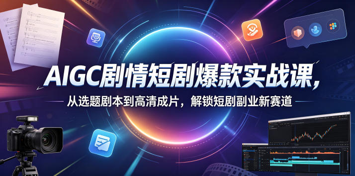 AIGC剧情短剧爆款实战课，从选题剧本到高清成片，解锁短剧副业新赛道| 网创圈