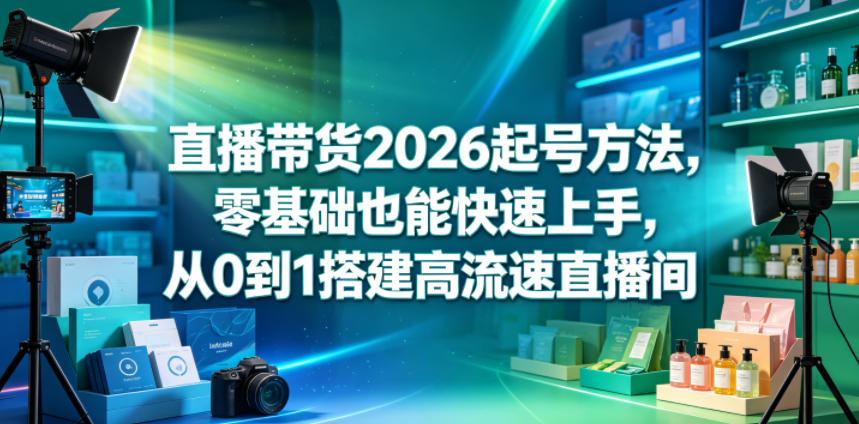 直播带货2026起号方法，零基础也能快速上手，从0到1搭建高流速直播间| 网创圈