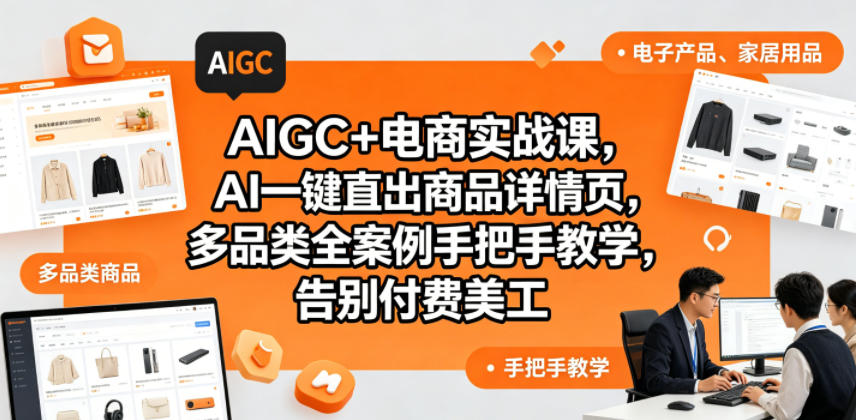AIGC+电商实战课，AI一键直出商品详情页，多品类全案例手把手教学，告别付费美工(更新)| 网创圈