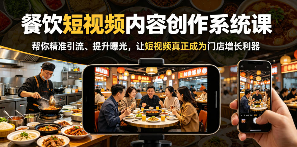餐饮短视频内容创作系统课，帮你精准引流、提升曝光，让短视频真正成为门店增长利器| 网创圈