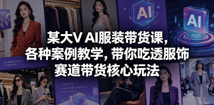 某大V AI服装带货课，各种案例教学，带你吃透服饰赛道带货核心玩法| 网创圈