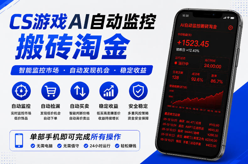 CS游戏AI自动监控搬砖淘金，稳定运行多年，支持任何形式验证，日入300+【揭秘】| 网创圈