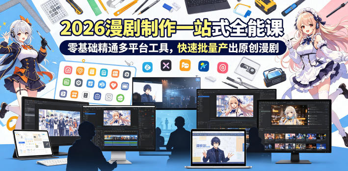2026 AI漫剧制作一站式全能课，零基础精通多平台工具，快速批量产出原创漫剧| 网创圈