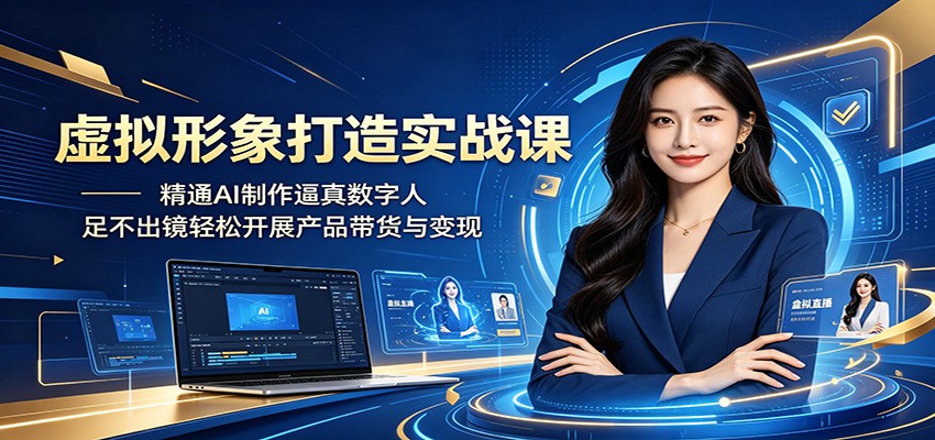 虚拟形象打造实战课：精通AI制作逼真数字人，足不出镜轻松开展产品带货与变现| 网创圈
