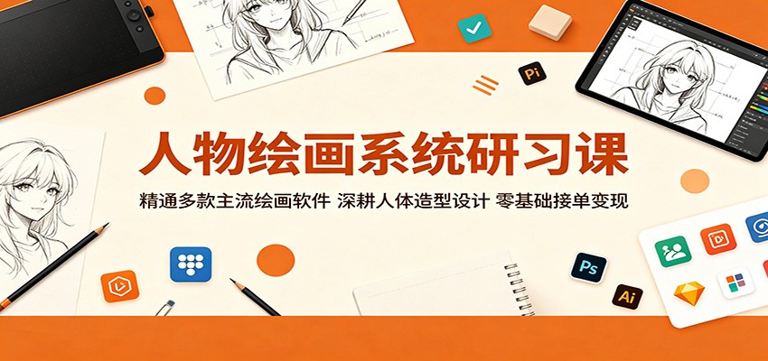 人物绘画系统研习课：精通多款主流绘画软件，深耕人体造型设计，零基础接单变现| 网创圈