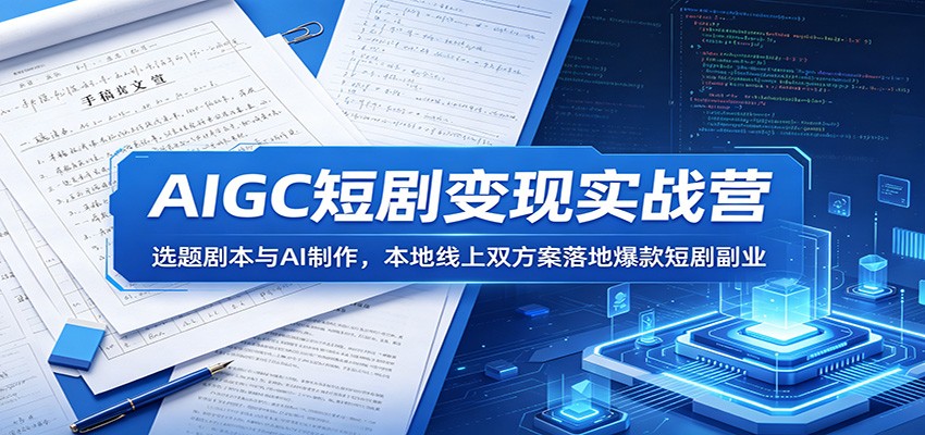 AIGC短剧变现实战营：选题剧本与AI制作，本地线上双方案落地爆款短剧副业| 网创圈