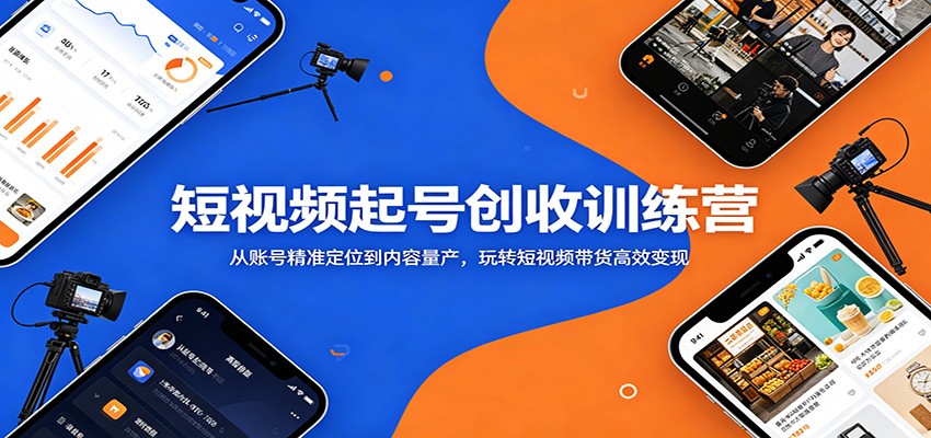 短视频起号创收训练营：从账号精准定位到内容量产，玩转短视频带货高效变现| 网创圈