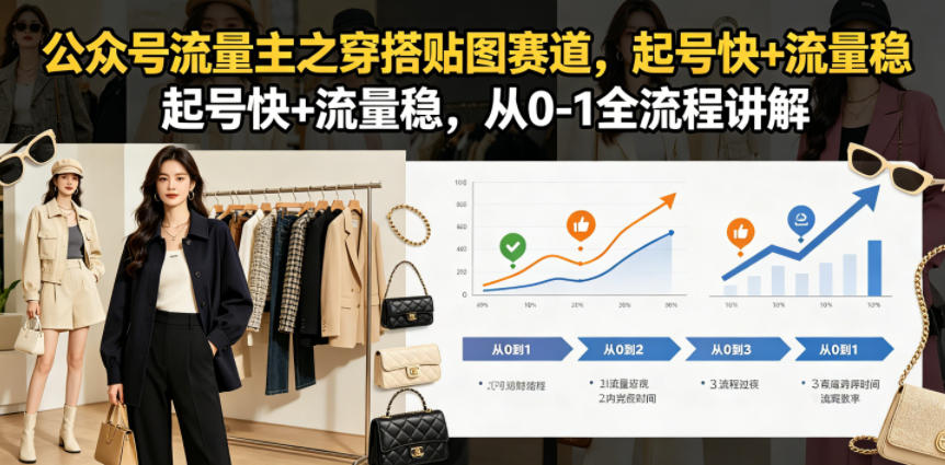公众号流量主之穿搭贴图赛道，起号快+流量稳，从0-1全流程讲解| 网创圈