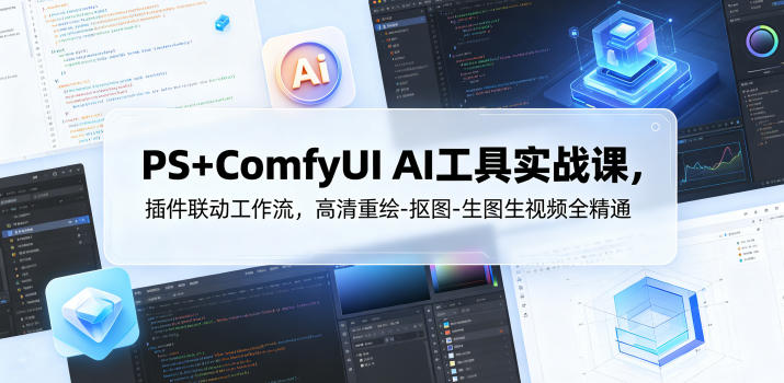 PS+ComfyUI AI工具实战课，插件联动工作流，高清重绘-抠图-生图生视频全精通| 网创圈
