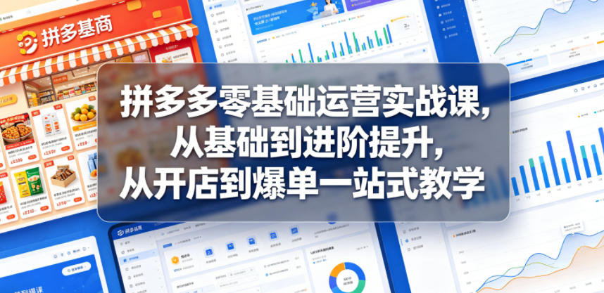 拼多多零基础运营实战课，从基础到进阶提升，从开店到爆单一站式教学| 网创圈