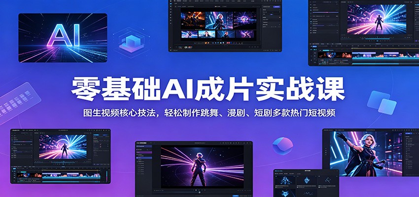 零基础AI成片实战课：图生视频核心技法，轻松制作跳舞、漫剧、短剧多款热门短视频| 网创圈