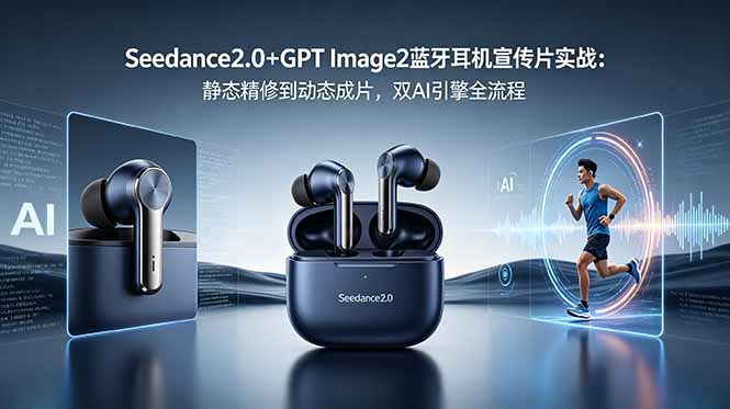 Seedance2.0+GPT Image2蓝牙耳机宣传片实战：静态精修到动态成片，双AI引擎全流程| 网创圈
