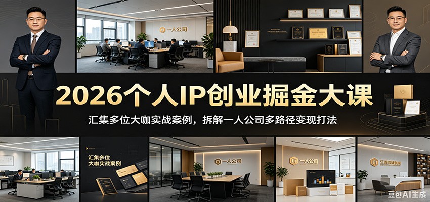 2026个人IP创业掘金大课：汇集多位大咖实战案例，拆解一人公司多路径变现打法| 网创圈