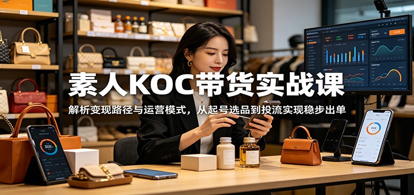 素人KOC带货实战课：解析变现路径与运营模式，从起号选品到投流实现稳步出单| 网创圈