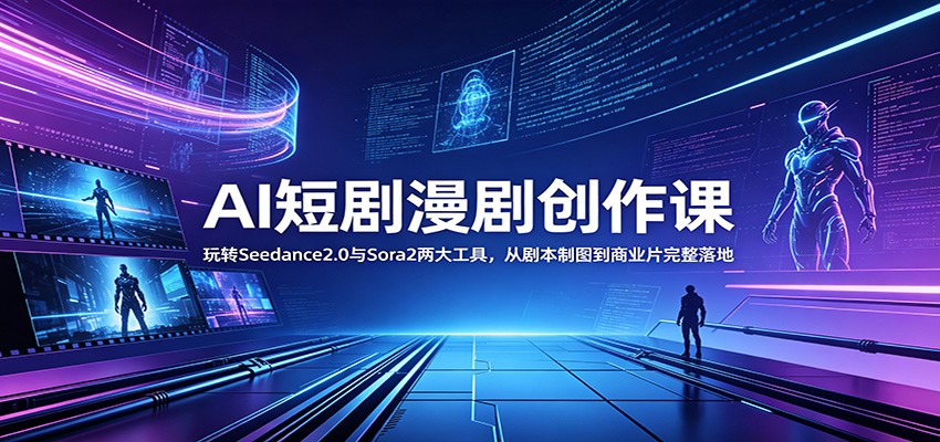 AI短剧漫剧创作课：玩转Seedance2.0与 Sora2两大工具，从剧本制图到商业片完整落地| 网创圈