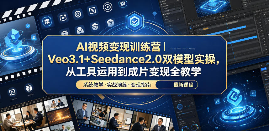 AI视频变现训练营｜Veo3.1+Seedance2.0双模型实操，从工具运用到成片变现全教学| 网创圈
