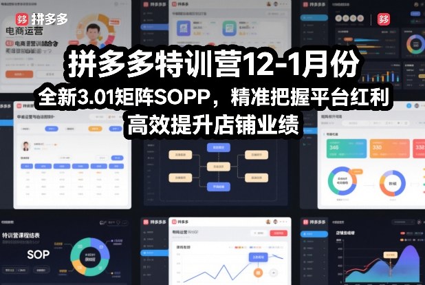 拼多多特训营12-1月份，全新3.01矩阵Sop，精准把握平台红利，高效提升店铺业绩| 网创圈