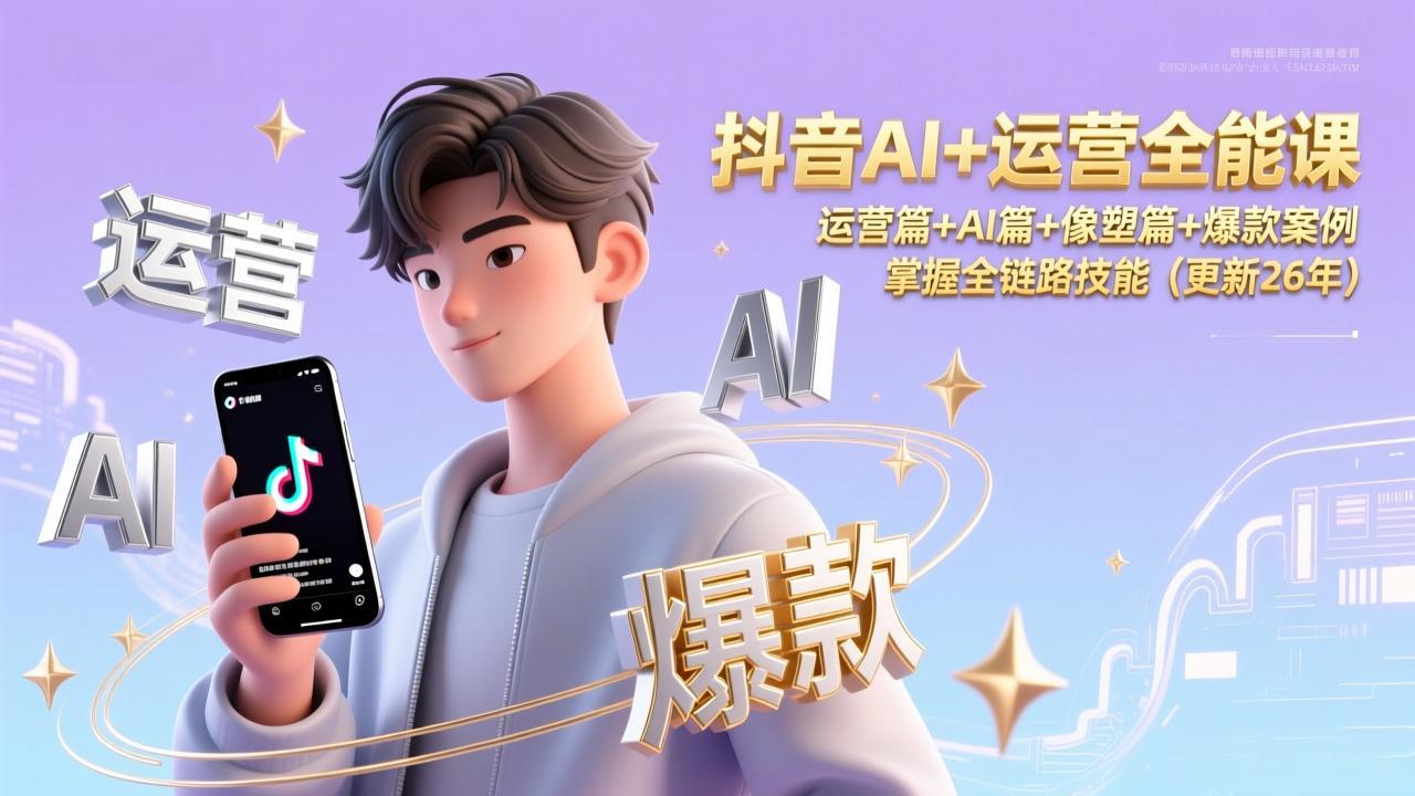 抖音AI+运营全能课，运营篇+AI篇+像塑篇+爆款案例，掌握全链路技能(更新26年| 网创圈