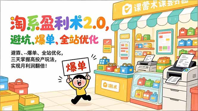 淘系盈利术2.0，避坑、爆单、全站优化，三天掌握高投产玩法，实现月利润翻倍！| 网创圈