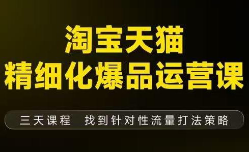 猫课子幽·淘宝天猫精细化爆品运营【音频+字幕+文档】(9月12-14杭州线下课)| 网创圈