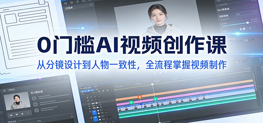 0门槛AI视频创作课：从分镜设计到人物一致性，全流程掌握视频制作| 网创圈