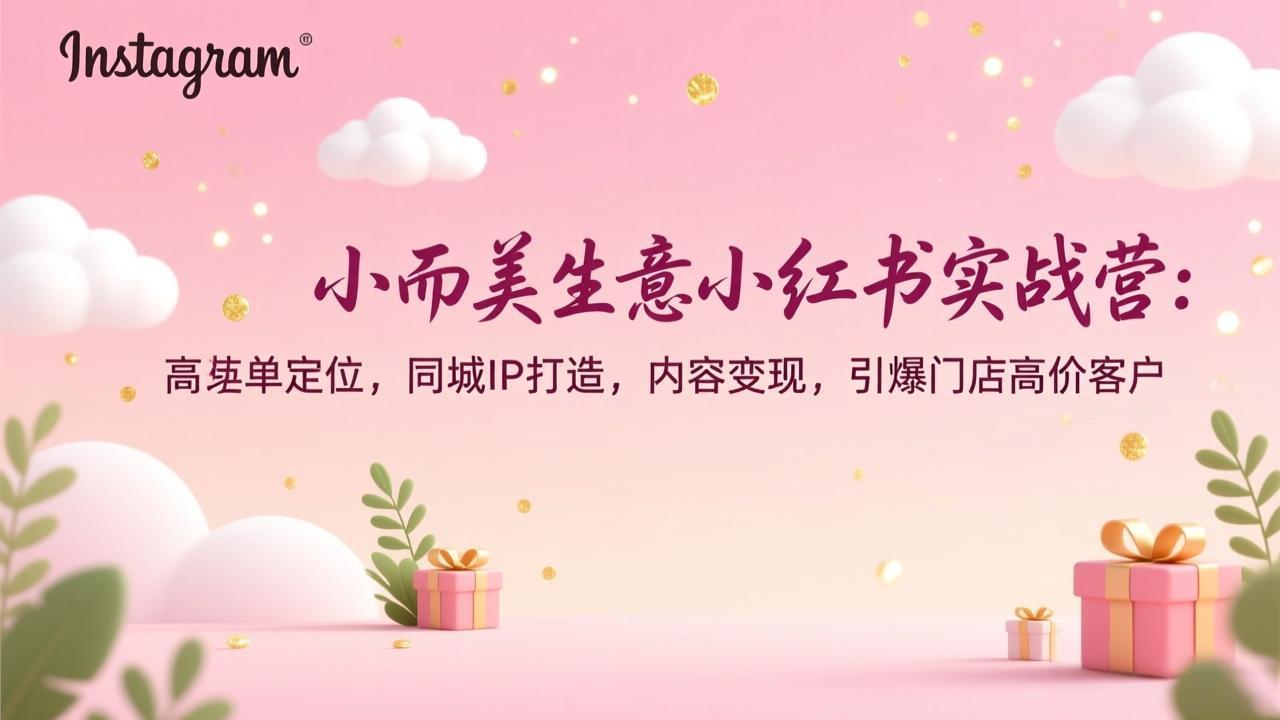 小而美生意小红书实战营：高客单定位，同城IP打造，内容变现，引爆门店高价客户| 网创圈